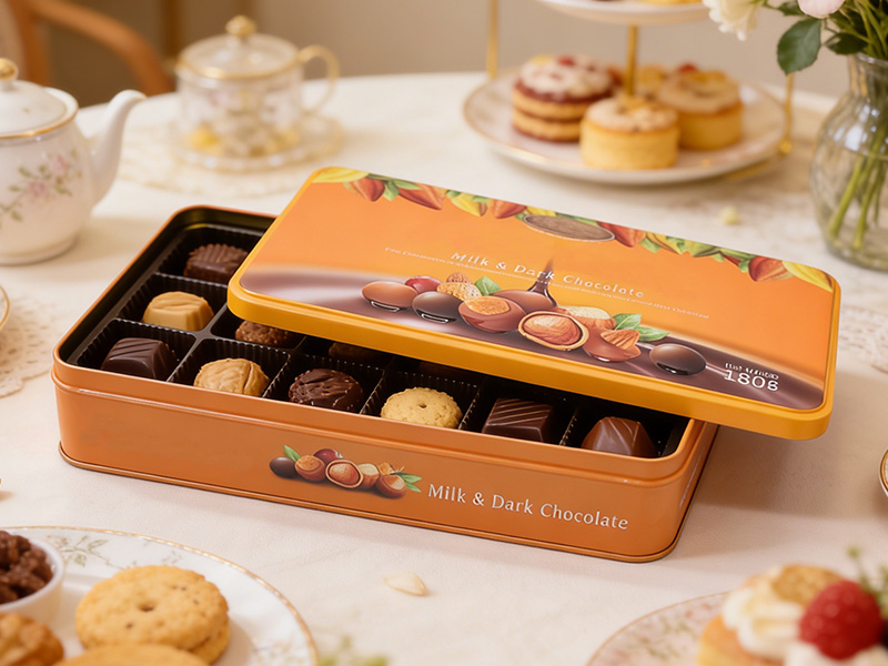Longteng supplies premium chocolate tins for confectionery businesses worldwide. Our metal chocolate tin boxes are durable, food-safe and customizable in size, shape and design. Ideal for retail packaging, gifts and bulk orders, with reliable factory-dire